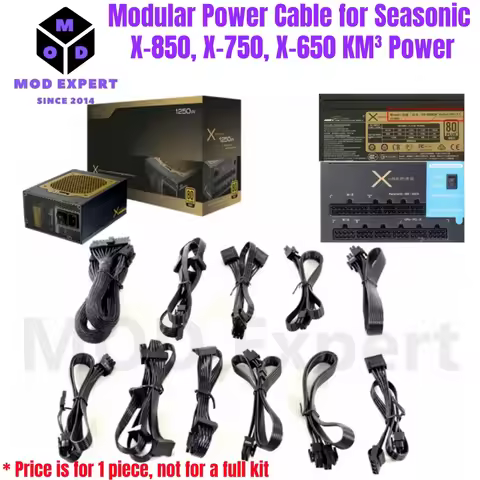 Modular Power Cable for Seasonic X-850, X-750, X-650 KM³ Modular, GPU PCIe 6+2Pin, CPU 4+4Pin, SATA,