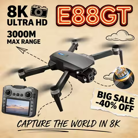 New 2026 E88GT Brushless Motor Drone With Built High Definition Dual Cameras LED Night Navigation Li