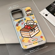case for iphone xr 11 12 13 14 15 16 pro max plus air back cover kitten cheese cake pattern mirror p