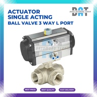 Actuator Ball Valve 3 Way Type L Port Single Acting Size 1/2 Inch