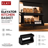 ELKY-A023-Black Pull Down Elevator Basket Matte Black Kitchen Cabinet Organizer