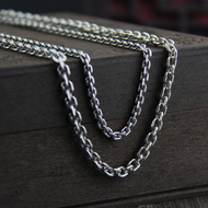 Solid Silver Clasic Round Chain Necklace For Men Women S925 Sterling Silver Thai Silver Cross Long C