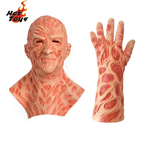 Freddy Horror Mask Cosplay Horror Halloween Costume Terror Freddy Krueger Masks Gloves Costume Props
