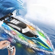 RC Boat with LED Lights, 2.4Ghz Full Size RC Boat, RC Boat for Pools and Lakes, 30 Minutes Run Time,