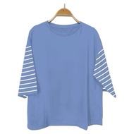 OVERSIZE T-SHIRT WOMEN'S 3/4 SLEEVE STRIPE COMBINATION