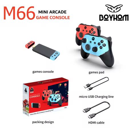 BOYHOM M66 Mini Arcade Game Console 64G 20000+games 4K 3D Open Source Video Game Console for PSP N64