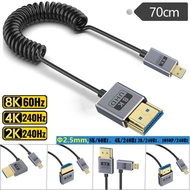 Spring Coaxial Version 2.1 Micro to H-DMI Cable Digital Camera Camera HD Cable 4K @ 240Hz8K @ 60