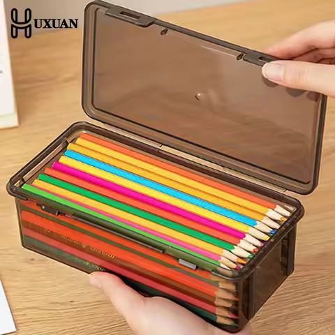 Transparent Pencil Case Box Large-capacity Stackable Storage Box Office School Pencil Case Supplies