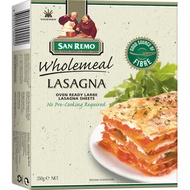 San Remo Pasta Lasagna Sheets Wholemeal, NO Pre-Cooking, FIBER SUPPLEMENT, 250g