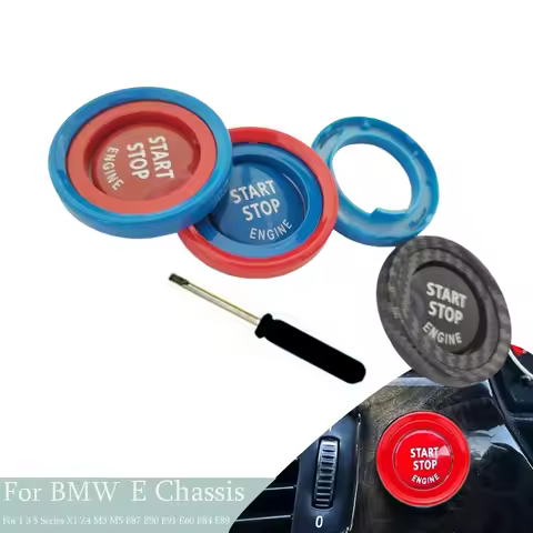 Car Start Stop Engine Key Switch Button Cover & Frame Ring Replace for BMW 1 3 5 Series X1 Z4 M3 M5 