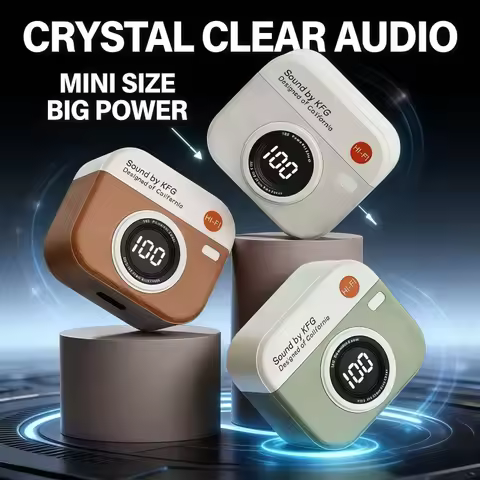 Q86 TWS Wireless Bluetooth Earbuds HiFi Stereo Sound Sport Headset Retro Camera Design Earphones for