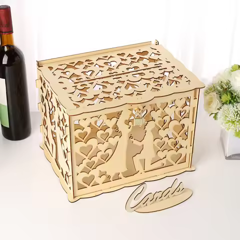 Wedding Card Box with Lock Wooden DIY Envelop Gift Card Box with Sign Gift Wedding Card Box Rustic f