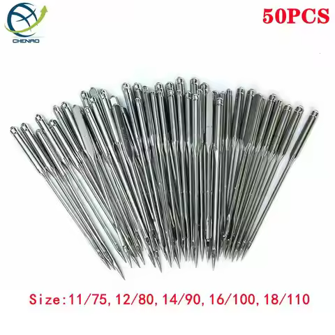 50Pcs/Set Household Sewing Machine Needles 11/75,12/80,14/90,16/100,18/110 Universal Home Sewing Nee