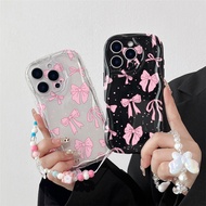 For Realme Narzo 50A 50i Prime 20 Pro 30A GT 3 6t Neo 6 SE pink Bow Dot 3D Wavy Curved Edge Bracelet