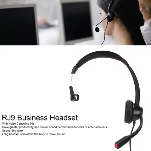 Customer Service Headphones Telephone Headset Speaker Volume Adjustment Microphone Mute Monaural RJ9
