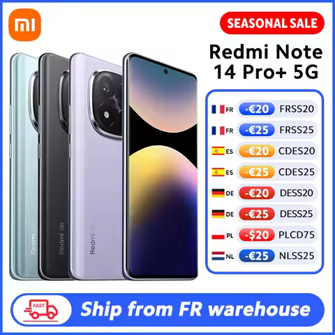 FR Warehouse Xiaomi Redmi Note 14 Pro+ 5G Smartphone Global Version Snapdragon® 7s Gen 3 200MP Camer
