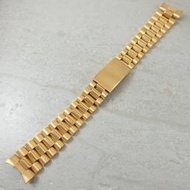 錶帶屋 代用 勞力士錶帶 Rolex 高級實心不鏽鋼三珠 20mm實心 電鍍18K金色 總統錶帶