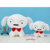 全新有吊牌有膠袋 小白毛公仔 絨毛公仔 玫瑰絨 蠟筆小新 大公仔 10吋 13吋 家居擺設 梳化裝飾 睡房裝飾 女朋友禮物 情侶禮物 紅色bow tie款 棉花糖小白 Crayon Shin-chan