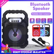 【Ready Stock】Bluetooth Speaker With Microphone Portable Outdoor Loudspeaker Wireless Mini Column 3D Stereo Music Surround Support Mic Karaoke FM TF Card Bass Box 蓝牙音箱麦克风