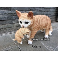 READY patung pajangan miniatur kucing gigit anak jumbo persia anggora