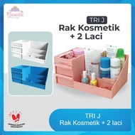 TRI J - Rak Kosmetik Plastik + 2 Laci Mini (Makeup Storage)