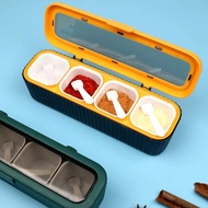 4 In 1 Condiment Jar Set Separable Seasoning Box Dustproof Spices Sugar Salt Pepper Herbs Storage Co