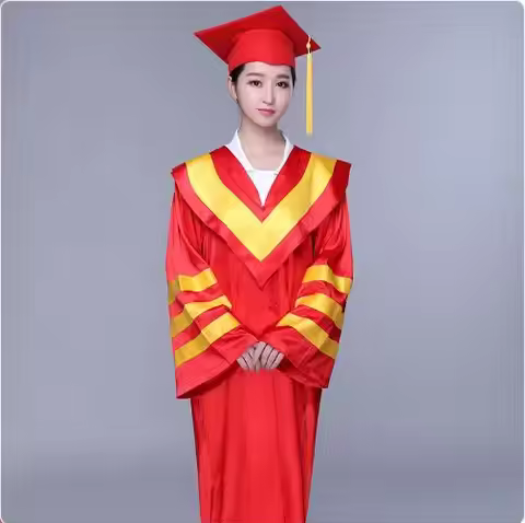 Graduation clothing Gown Uniform Academic Principal Red Headmaster Suit