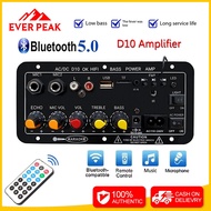D10 AC220V 12v 24v Digital Bluetooth Stereo Amplifier Board Subwoofer Dual Microphone Karaoke Amplif