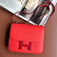 ::HERMES:: 愛馬仕 桃粉色銀邊琺瑯釦康康24 Constance 24