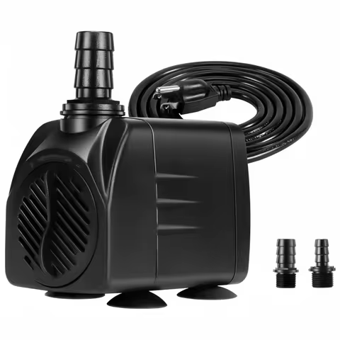 Submersible Pump 110V 2000L/H 20W, Max Lift 2M, with 3 Nozzles & 6 Suction Cups for Aquarium, Hydrop