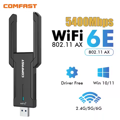 Comfast AX5400 WiFi 6E USB Adapter Dongle 2.4G/5G/6GHz USB3.0 WiFi 6 Placa Antena Para PC Network Ca