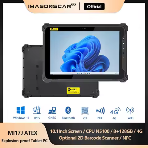 10.1" ATEX Explosion-Proof Windows Rugged Tablet PC N5100 4G 8+128GB With Optional RJ45 RS232 Ports 