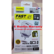 charger fast efficient charging 18W single port fast charger QC3.0 Original chip 18W Adapter + Type 