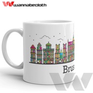 Belgian Belgian Brussels Glass Belgium Mug Belgian Brussels Mug Souvenir Brussels Mug World City v2