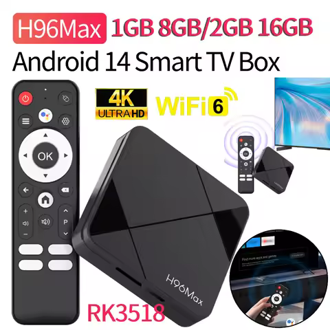 H96Max Android 14 BT5.4 Smart TV Box RK3518 Quad Core Set Top Box Mouse Assistant 4K HD TV Media Pla