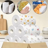 YOUECE 1Roll/400Sheets One-Time Dishcloth, Dry Wet Dual-Use Thickened Disposable Lazy Cleaning Rags,