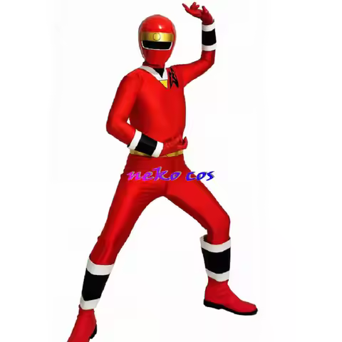nekocos Ninja Sentai Kakuranger Ninja red fullset bodysuit gloves mask belt shoes Cosplay Costume Cu