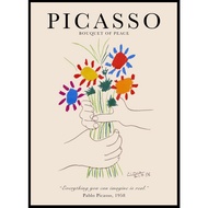 Picasso Bouquet of Peace Art Print _ Pablo Picasso Flower Bouquet Sketch, Picasso Lithograph Line Dr