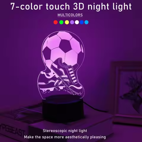 1PC Creative 3D Night Light Football Shoes Football Equipment Styling Touch Colorful Light Gift for
