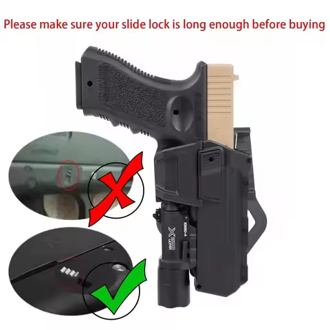 Tactical Holster for Glock G17 G18 G19 1911 Movable Pistol Flashlight Mounted Right Hand Waist Gun W
