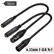 6.35 mm Female to XLR 3PIN Female Male Adapter Audio Cable 50cm 1/4" Quarter inch 6.5 TS/TRS to XLR 