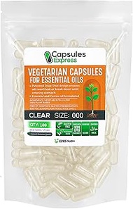 XPRS Nutra Size 000 Empty Capsules - Large Clear Veggie Capsules for Essential Oils - Capsules Expre