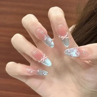 海盐豹纹猫眼美甲手工穿戴高级法式珍珠蝴蝶结显白指甲贴片Sea salt leopard cat's eye nail art hand wear advanced methodS3GfV7cz1my2