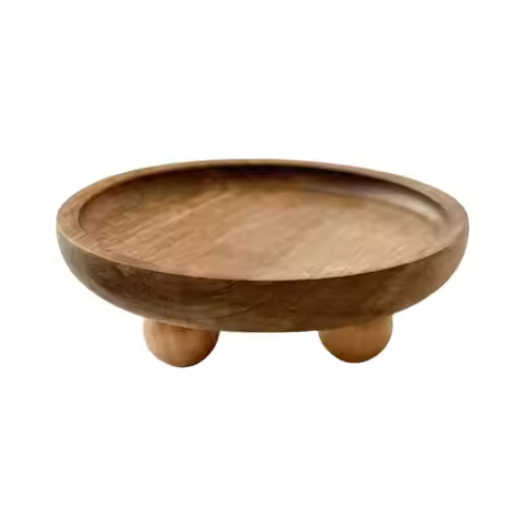 Mini Wooden Round Tray For Dessert Candle Key Storage Creative Coffee Cup Pad Coaster Plate Aromathe