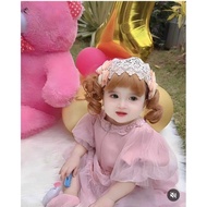 [ Curly Blonde ] Children's Headband Wig Curly Blonde Bangs Children's Hair Band Blonde Color 06-4 Y