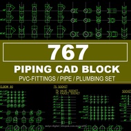 Autodesk | AutoCad 2025 | 915 Piping / Plumbing CAD BLOCK MATERIALS for Architectural Design