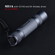 S21A สีเทาพร้อม Sst40เรืองแสงแผ่นทองแดง DTP และเคลือบ Ar ด้านในป้องกันอุณหภูมิไฟฉาย21700ไฟฉายไฟฉาย