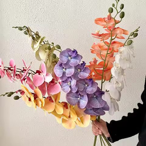 98CM 9 Head Butterfly Orchid Artificial Flower Living Room Dining Table Foyer Decoration Wedding Roo