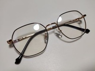 1 金黑 文青 斯文 復古  不規則 alloy titanium  款 多邊形 眼鏡 眼鏡框 超輕 中性 unisex 男 女 均可 X 無品牌 X no brand TVR Beams 平光 藍光