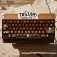 KeyGenius Coffee House Keycaps Foggy Transparent Brown PC Cherry Profile keycap set for Mechanical K